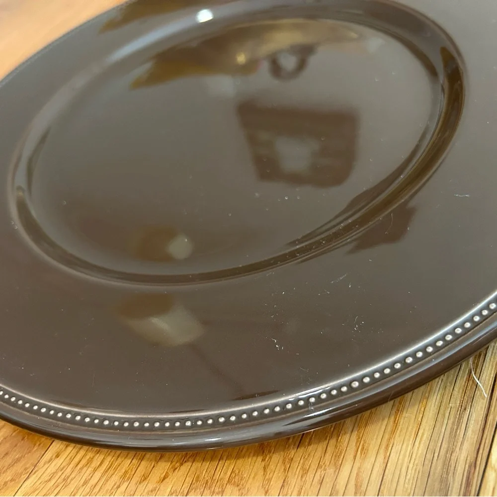 Williams Sonoma porcelain chocolate 12.75” Charger Plates set of 2 new
